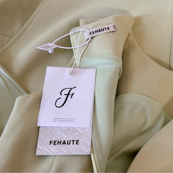 NWT Fehaute Sleeveless Light Green Mindi Length Twist Bow Detail Ruffle Hem - Picture 9 of 11